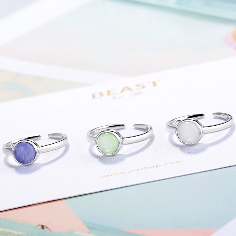 New Fashion Sweet Moonstone Ring For Women Simple Open Ring Female Korean Jewelry Wholesale