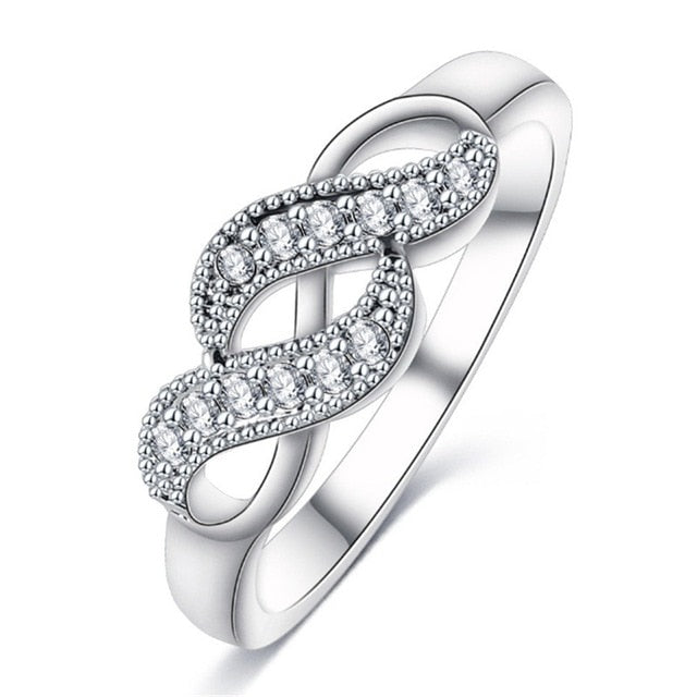 Fashion Crystal Wedding Ring For Women Infinity Love Flower Finger Ring Cocktail Party Brand Ring Jewelry Dropshipping