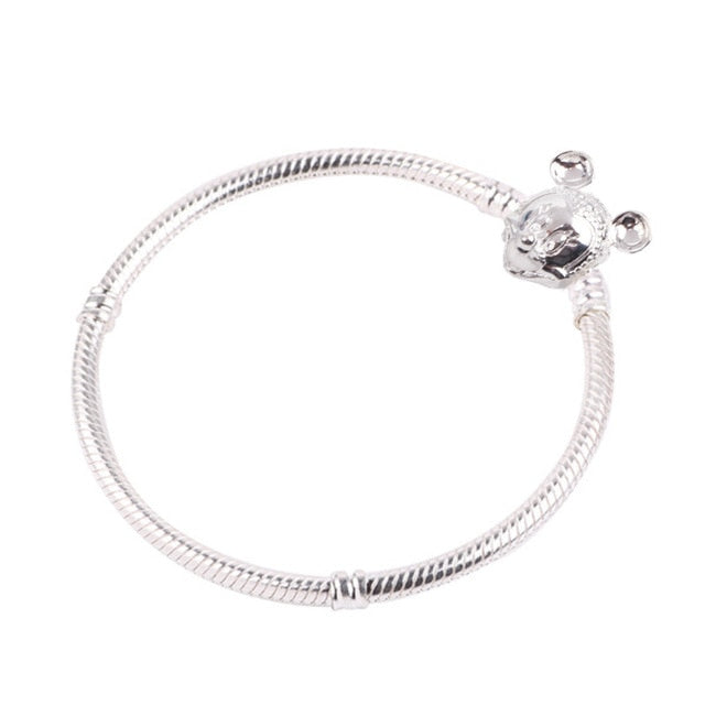 Animal Mickey Charm Bracelets & Bangles Women Jewelry Minnie Pink Bow-Knot Pendant Brand Bracelet DIY Handmade for Girl Gift