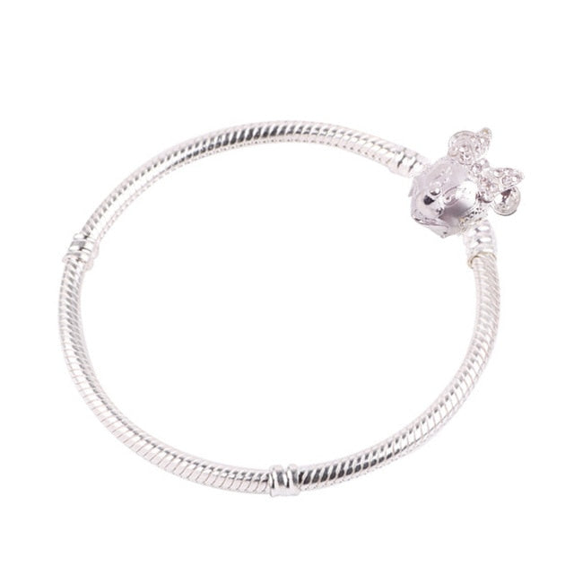 Animal Mickey Charm Bracelets & Bangles Women Jewelry Minnie Pink Bow-Knot Pendant Brand Bracelet DIY Handmade for Girl Gift