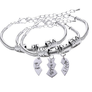 XIAOJINGLING 3pcs/Sets Women Girl Bracelets 'Big middle little' Broken Heart Bracelet Fashion Jewelry Sisters/Friends Accessory