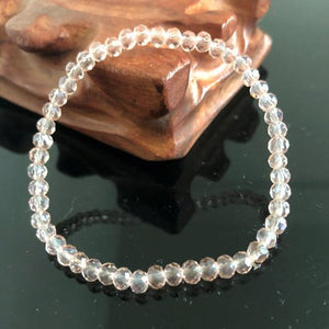 Handmade Women's 4mm Rhinestone Crystal Beaded Round Glass Beads Stretch Bracelet Femme Bangle Bracelets Women Girl Wrap Jewelry