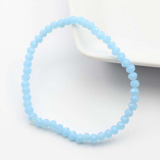 Handmade Women's 4mm Rhinestone Crystal Beaded Round Glass Beads Stretch Bracelet Femme Bangle Bracelets Women Girl Wrap Jewelry
