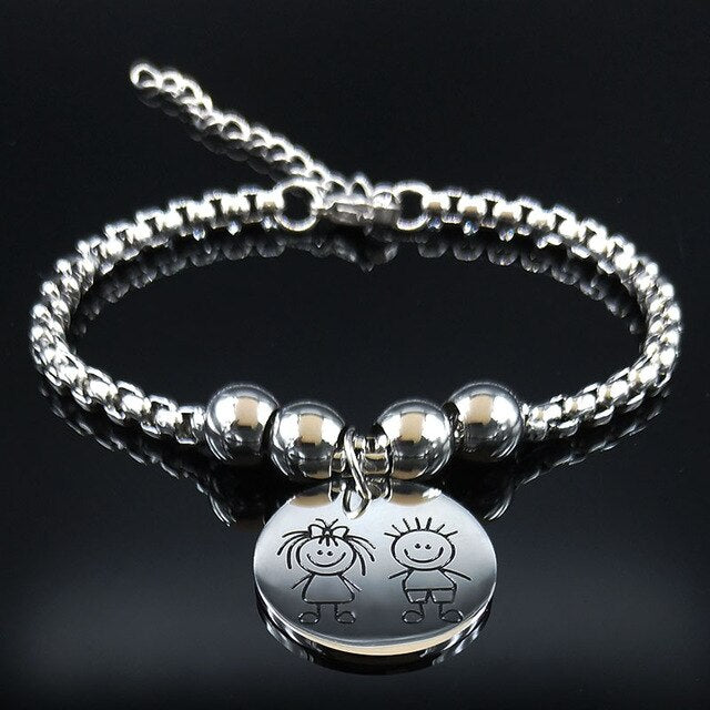 2019 Mother and Daughter Stainless Steel Bracelet for Women Stainless Steel Mother Bracelet Jewelry pulseira feminina BB1101A