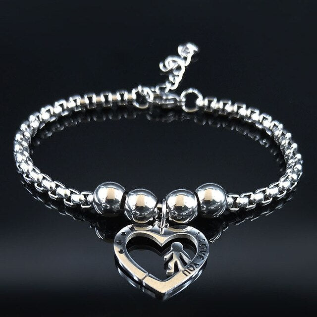 2019 Mother and Daughter Stainless Steel Bracelet for Women Stainless Steel Mother Bracelet Jewelry pulseira feminina BB1101A