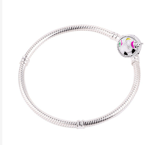 Animal Mickey Charm Bracelets & Bangles Women Jewelry Minnie Pink Bow-Knot Pendant Brand Bracelet DIY Handmade for Girl Gift