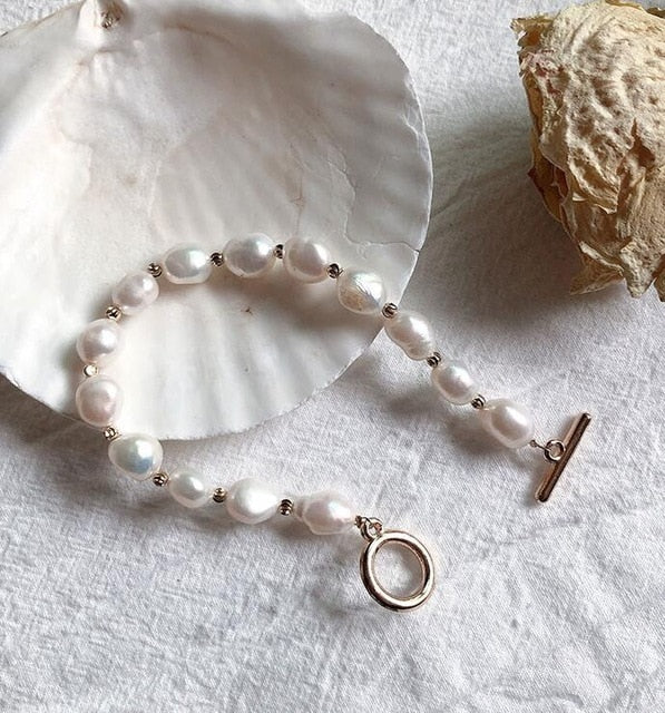 KMVEXO Baroque Irregular Simulated Pearls Gold Color Bracelets for Women Girls Summer Party Wedding Jewelry Bangles Gifts 2019