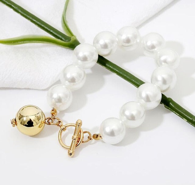 KMVEXO Baroque Irregular Simulated Pearls Gold Color Bracelets for Women Girls Summer Party Wedding Jewelry Bangles Gifts 2019