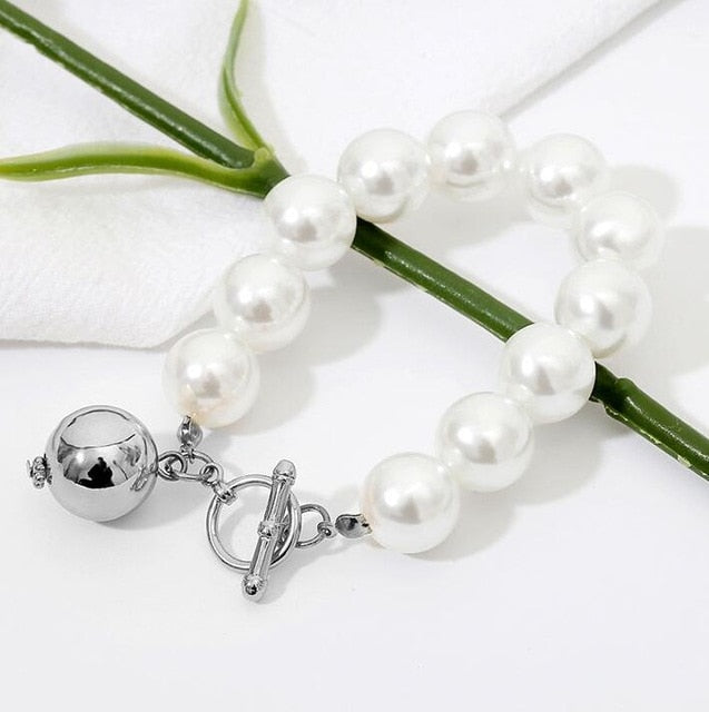 KMVEXO Baroque Irregular Simulated Pearls Gold Color Bracelets for Women Girls Summer Party Wedding Jewelry Bangles Gifts 2019