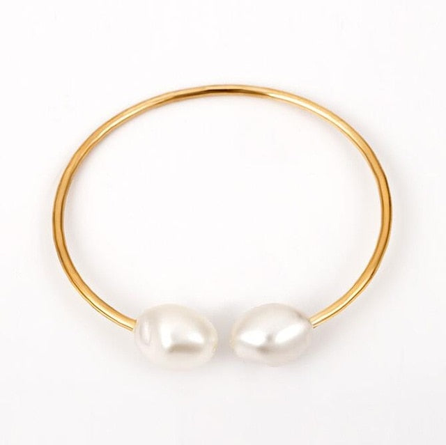 KMVEXO Baroque Irregular Simulated Pearls Gold Color Bracelets for Women Girls Summer Party Wedding Jewelry Bangles Gifts 2019