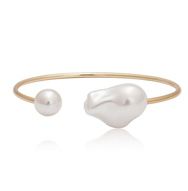 KMVEXO Baroque Irregular Simulated Pearls Gold Color Bracelets for Women Girls Summer Party Wedding Jewelry Bangles Gifts 2019