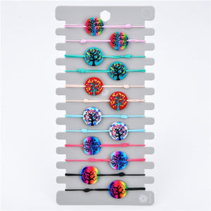 Unicorn Tree of Life Charms Elastic Bracelet Bangle For Women Child Bohemian Jewelry Gift Braided Rope Bracelets 12pcs/set