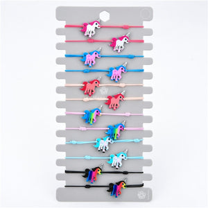 Unicorn Tree of Life Charms Elastic Bracelet Bangle For Women Child Bohemian Jewelry Gift Braided Rope Bracelets 12pcs/set