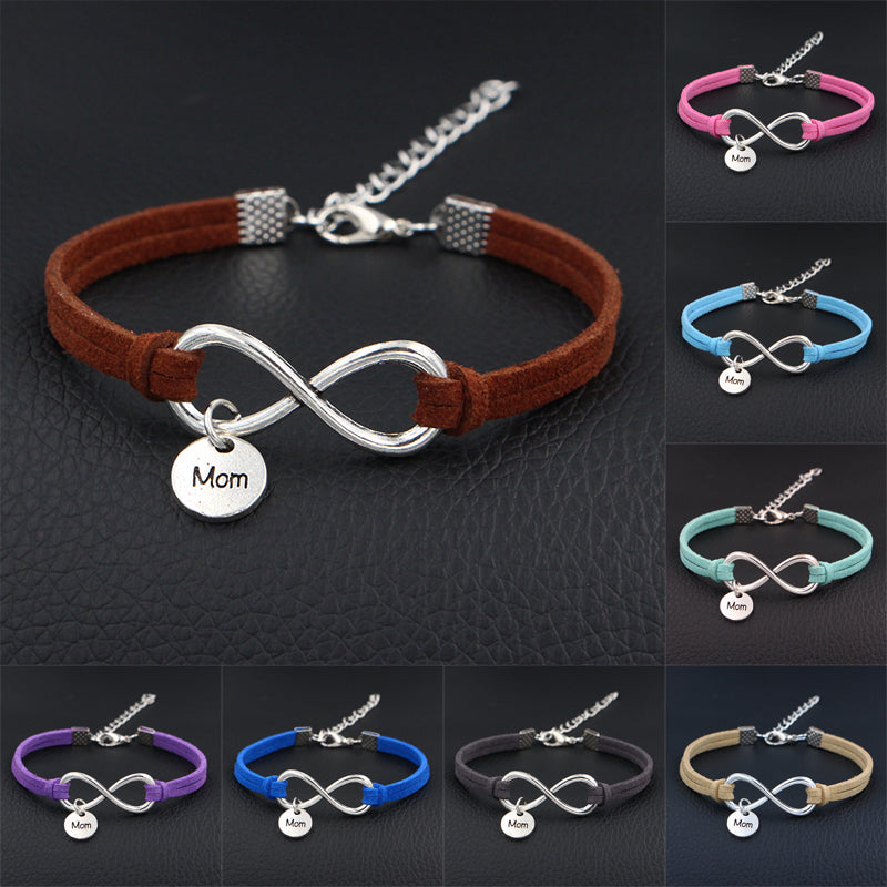 2019 New Women Fashion Jewelry I Love My Mom Mother Charms Bracelet Antique Silver Infinity Love Leather Bracelets