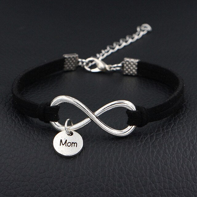 2019 New Women Fashion Jewelry I Love My Mom Mother Charms Bracelet Antique Silver Infinity Love Leather Bracelets