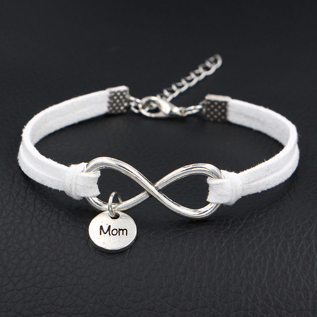 2019 New Women Fashion Jewelry I Love My Mom Mother Charms Bracelet Antique Silver Infinity Love Leather Bracelets