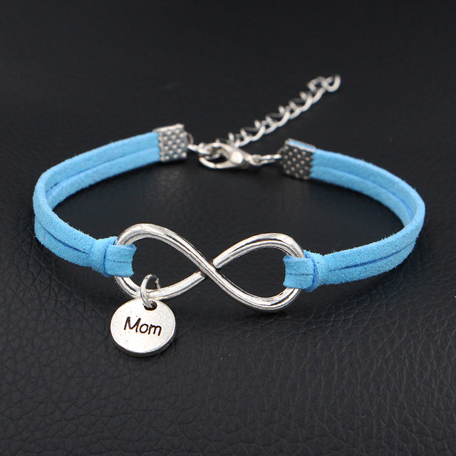 2019 New Women Fashion Jewelry I Love My Mom Mother Charms Bracelet Antique Silver Infinity Love Leather Bracelets