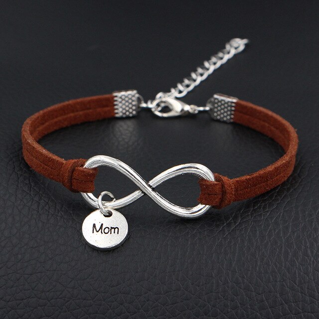 2019 New Women Fashion Jewelry I Love My Mom Mother Charms Bracelet Antique Silver Infinity Love Leather Bracelets