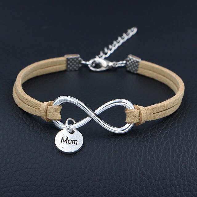 2019 New Women Fashion Jewelry I Love My Mom Mother Charms Bracelet Antique Silver Infinity Love Leather Bracelets