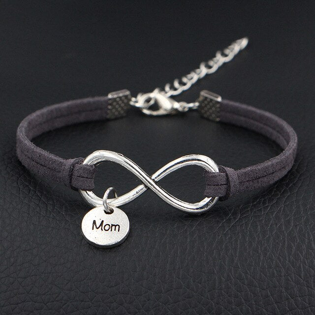 2019 New Women Fashion Jewelry I Love My Mom Mother Charms Bracelet Antique Silver Infinity Love Leather Bracelets