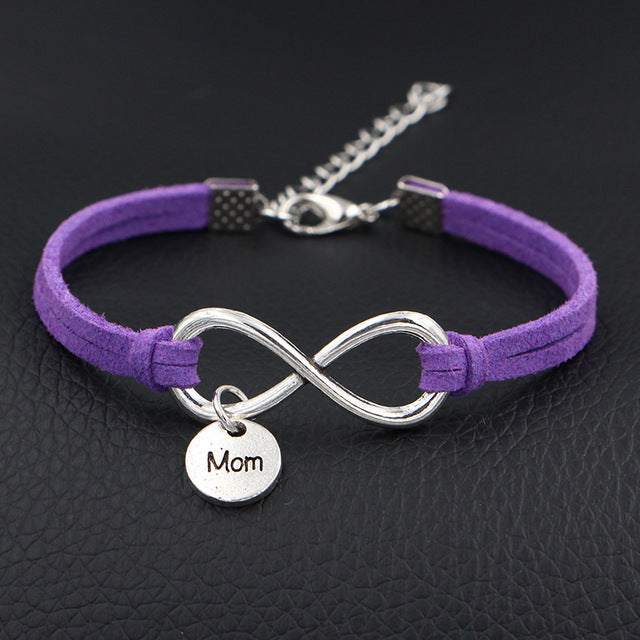 2019 New Women Fashion Jewelry I Love My Mom Mother Charms Bracelet Antique Silver Infinity Love Leather Bracelets