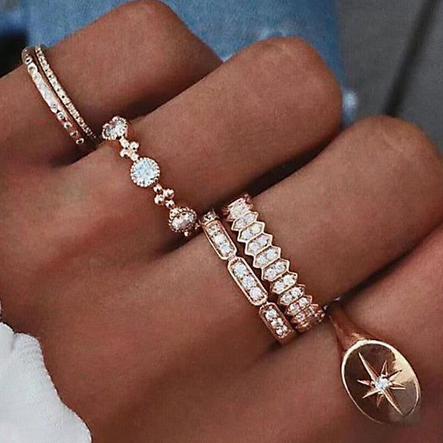 RAVIMOUR 15pcs/set Midi Kunckle Rings For Women Antique Geometric Lotus Boho Ring Set Bohemian Indian Jewelry Drop Shipping 2018