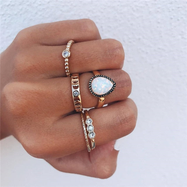 RAVIMOUR 15pcs/set Midi Kunckle Rings For Women Antique Geometric Lotus Boho Ring Set Bohemian Indian Jewelry Drop Shipping 2018