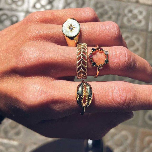 RAVIMOUR 15pcs/set Midi Kunckle Rings For Women Antique Geometric Lotus Boho Ring Set Bohemian Indian Jewelry Drop Shipping 2018