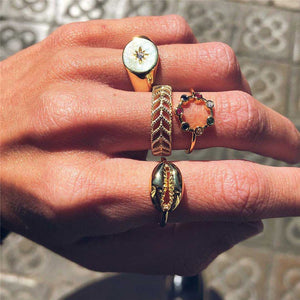 RAVIMOUR 15pcs/set Midi Kunckle Rings For Women Antique Geometric Lotus Boho Ring Set Bohemian Indian Jewelry Drop Shipping 2018