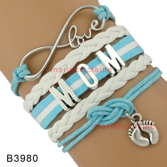 Infinity Love Family Mom Bracelets for Women Mother Baby Shower Mimi Children Bracelets for Father Papa Dad