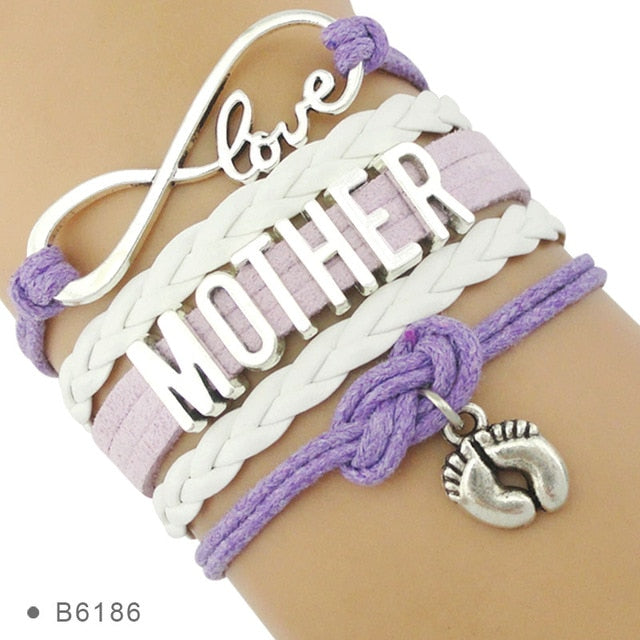 Infinity Love Family Mom Bracelets for Women Mother Baby Shower Mimi Children Bracelets for Father Papa Dad
