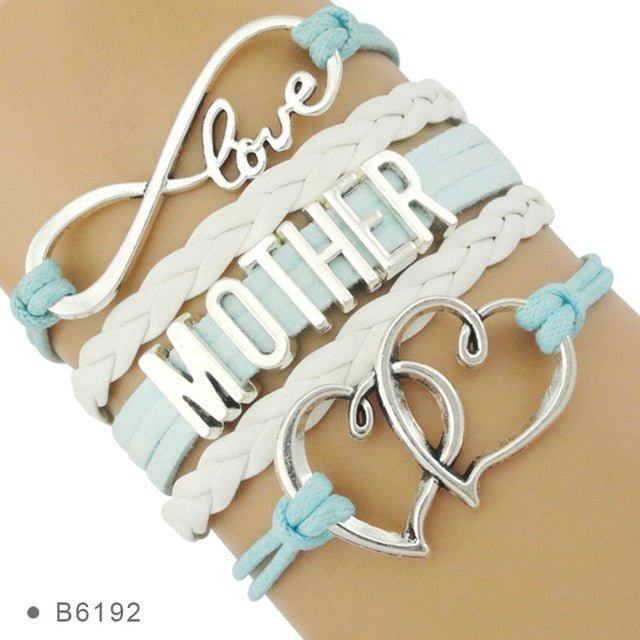Infinity Love Family Mom Bracelets for Women Mother Baby Shower Mimi Children Bracelets for Father Papa Dad