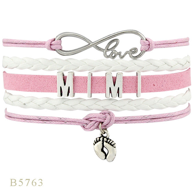 Infinity Love Family Mom Bracelets for Women Mother Baby Shower Mimi Children Bracelets for Father Papa Dad
