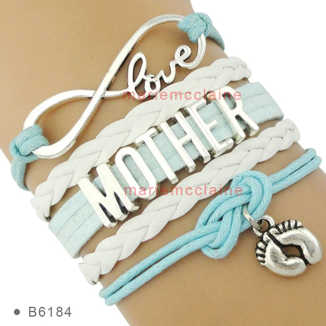 Infinity Love Family Mom Bracelets for Women Mother Baby Shower Mimi Children Bracelets for Father Papa Dad