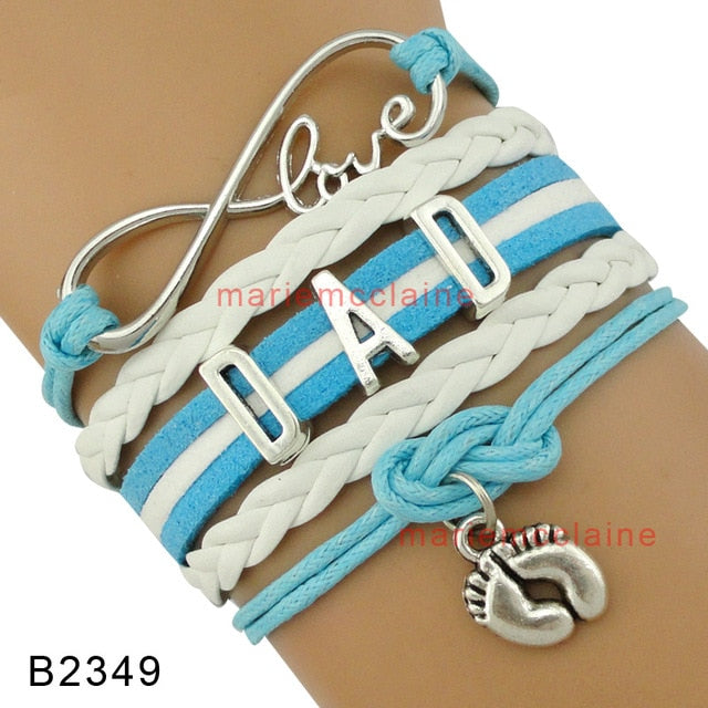 Infinity Love Family Mom Bracelets for Women Mother Baby Shower Mimi Children Bracelets for Father Papa Dad