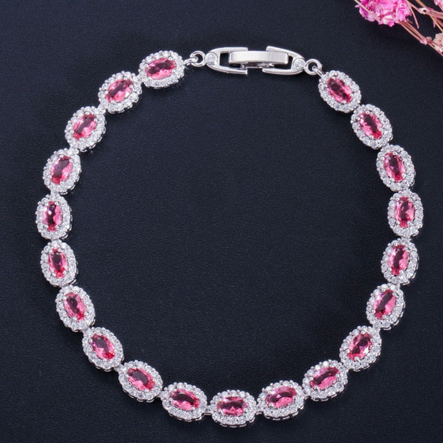 Fashion Women Sterling Silver 925 Jewelry Summer Design Dark Blue Cubic Zirconia Crystal Marquise Bracelet For Mother Day B070