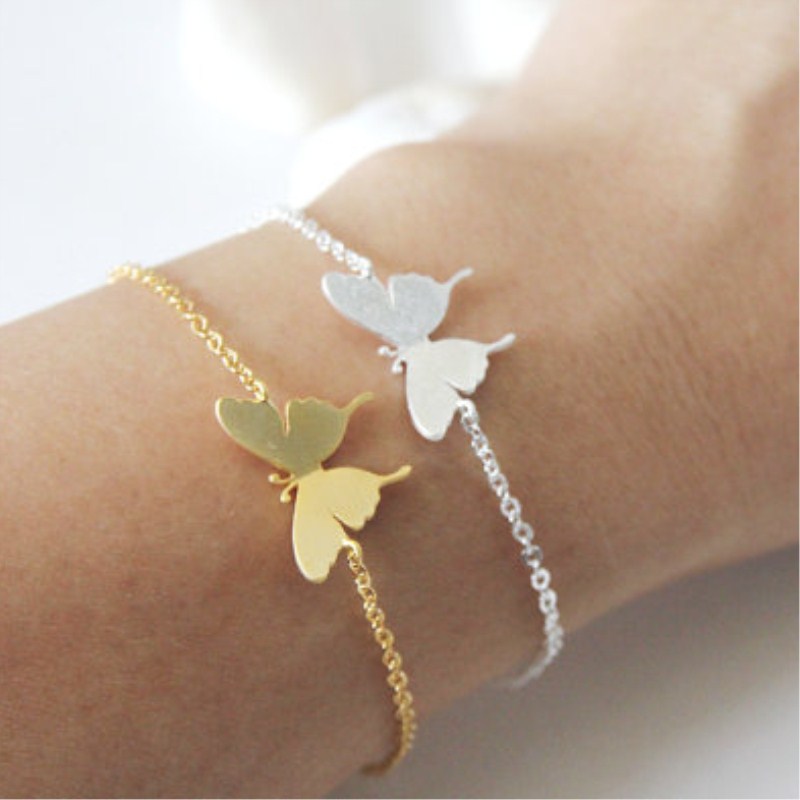 Cute Children Beautiful Butterfly Charm Bracelet for Girls Kids Women Gold Silver Color Best Friend Gift Stainless Steel Pulsera