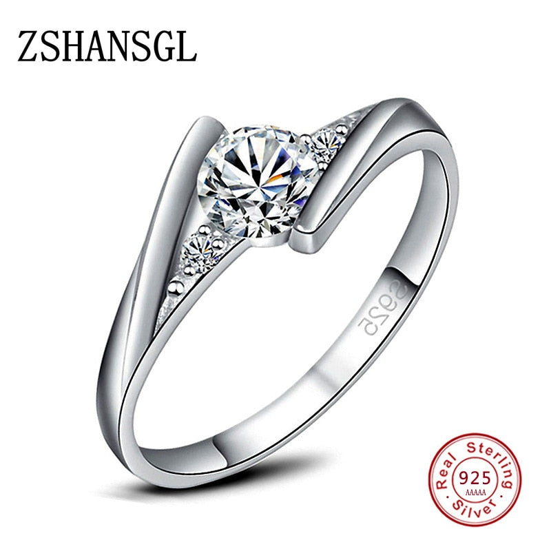 Cute Female Small Zircon Stone Ring 925 Silver Wedding Jewelry Promise Engagement Rings For Women 2019 Valentine's Day Gifts