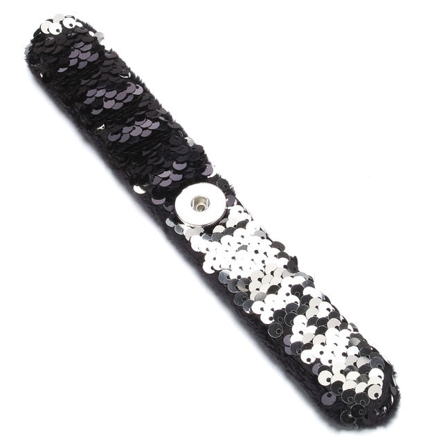 Newest Snap Jewelry 18mm Sequins Snap Button Bracelet Simple Cuff Snap Bracelets For Women Children Fun Gift