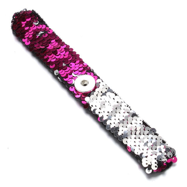 Newest Snap Jewelry 18mm Sequins Snap Button Bracelet Simple Cuff Snap Bracelets For Women Children Fun Gift