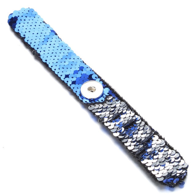 Newest Snap Jewelry 18mm Sequins Snap Button Bracelet Simple Cuff Snap Bracelets For Women Children Fun Gift