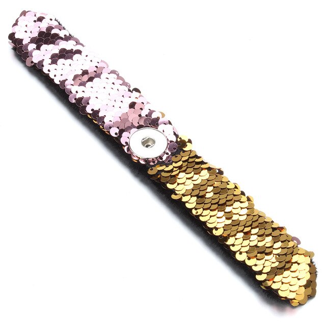 Newest Snap Jewelry 18mm Sequins Snap Button Bracelet Simple Cuff Snap Bracelets For Women Children Fun Gift