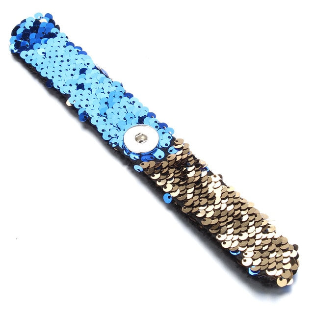 Newest Snap Jewelry 18mm Sequins Snap Button Bracelet Simple Cuff Snap Bracelets For Women Children Fun Gift