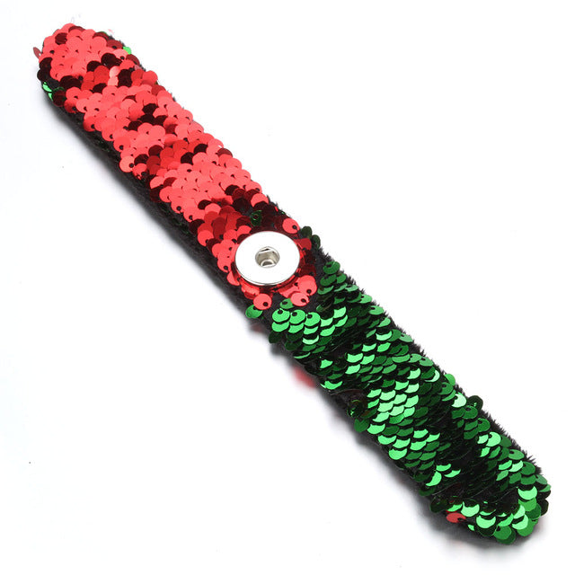 Newest Snap Jewelry 18mm Sequins Snap Button Bracelet Simple Cuff Snap Bracelets For Women Children Fun Gift