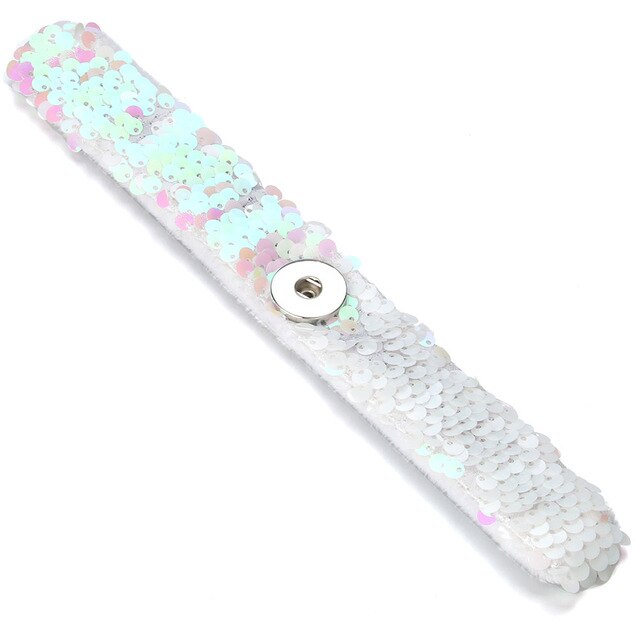 Newest Snap Jewelry 18mm Sequins Snap Button Bracelet Simple Cuff Snap Bracelets For Women Children Fun Gift