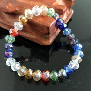 Handmade Women's 8mm 10mm Rhinestone Glass Crystal Beaded Round Beads Stretch Bracelet Femme Bangle Bracelets Girl Wrap Jewelry
