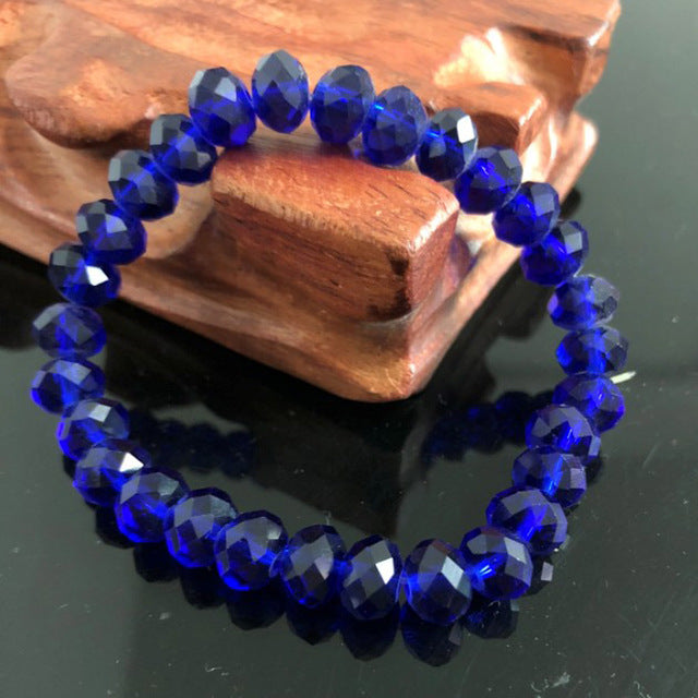 Handmade Women's 8mm 10mm Rhinestone Glass Crystal Beaded Round Beads Stretch Bracelet Femme Bangle Bracelets Girl Wrap Jewelry