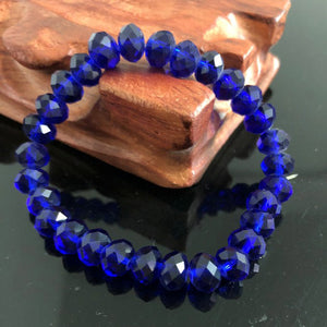 Handmade Women's 8mm 10mm Rhinestone Glass Crystal Beaded Round Beads Stretch Bracelet Femme Bangle Bracelets Girl Wrap Jewelry