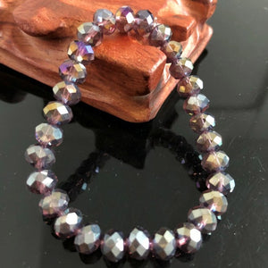 Handmade Women's 8mm 10mm Rhinestone Glass Crystal Beaded Round Beads Stretch Bracelet Femme Bangle Bracelets Girl Wrap Jewelry