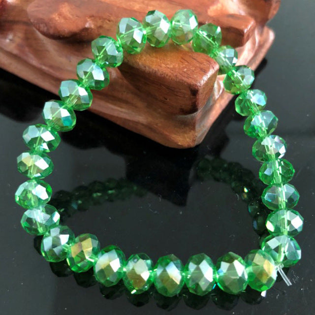 Handmade Women's 8mm 10mm Rhinestone Glass Crystal Beaded Round Beads Stretch Bracelet Femme Bangle Bracelets Girl Wrap Jewelry